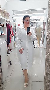 Chamisie de Tecido Plano com Laçarote Mangas Longas Fechamento frontal  Gola Camisa