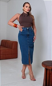 Saia Jeans Midi s/ Lycra Lisa