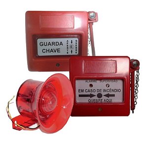 KITSPF2 INDICADOR AUDIOVISUAL 12/24V + 1 ACIONADOR MANUAL + CAIXA PORTA CHAVE - CONVENCIONAL