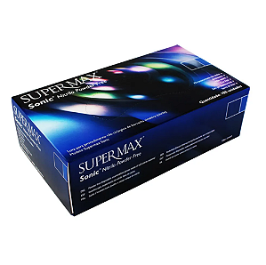 Luva Nitrílica Sem Pó Sonic Azul  Supermax - Cx 100 Tam G