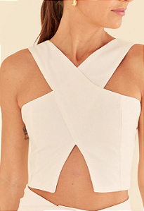 Top Transpasse Frente FARM - Off White