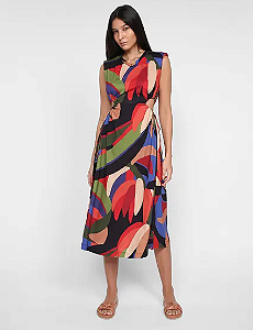 Vestido Midi Estampado Bananeira Gráfica FARM