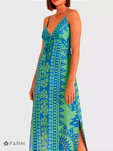 Vestido Cropped Beleza Floral Azul Grego - FARM