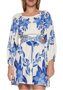Vestido Curto Leveza Tropical Off White FARM