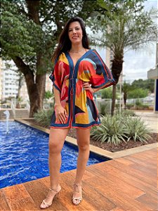 Vestido Curto Lenço Costela de Cor FARM