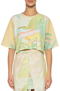 T-shirt Cropped Estampada Fim de Tarde FARM