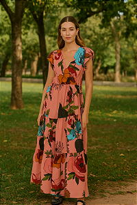 Vestido Cropped Calor Floral Rosa Bruma - FARM