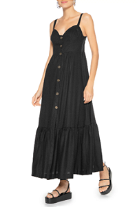Vestido Botões Frente FARM - Preto