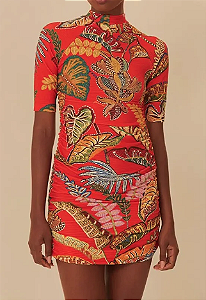 Vestido Curto Estampado Folhagem Cool FARM