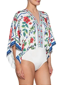 Body Flor Realeza Off White FARM