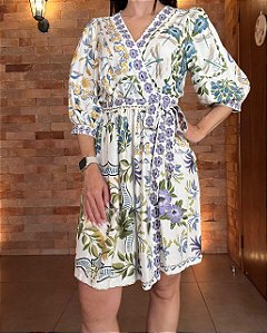 Vestido Curto Estampado Jardim Encantado FARM
