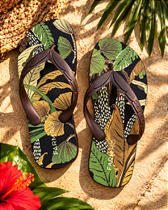 Chinelo Farm Jangada – Estampa Marrom Folha FARM