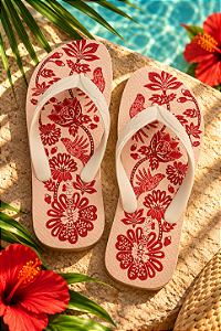 Chinelo Farm Jangada – Estampa Blush Arara Floral Farm
