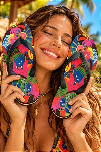 Chinelo Farm Rainbow – Colab Farm + Arezzo Fantasia Preto