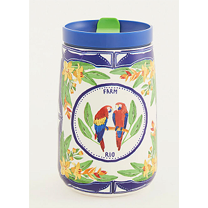 Copo Térmico Farm Que Sede 450ml – Estampa Destino Tropical Off White
