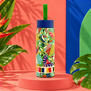 Garrafa Térmica Farm Que Sede 750ml – Estampa Bosque Dos Pássaros Verde Broto