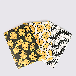 Trio de Cadernetas Farm – Estampa Bossa Banana Preto FARM