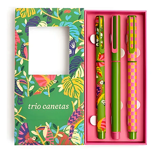 DUPLICADO - Trio de Cadernetas Farm – Estampa Bosque Pássaros
