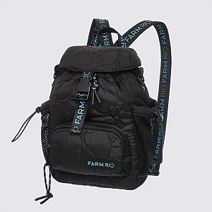 Bolsa Farm Pipoquinha Puffer (Mochila) – Cor Preta com Azul FARM