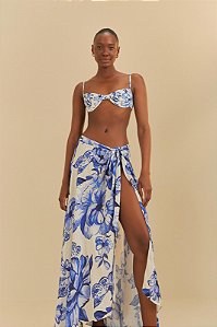 Saia Pareô Chita Porcelana Corrido Coverup Praia - FARM