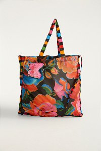 Bolsinha Farm Me Leva – Estampa Rosas Pintadas Preto Farm