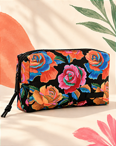 Necessaire Farm Ora Bolas G – Estampa Rosas Pintadas Preto FARM