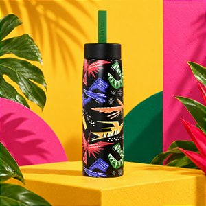 Garrafa Térmica Farm Que Sede 750ml – Estampa Beija Flor Urbano Preto
