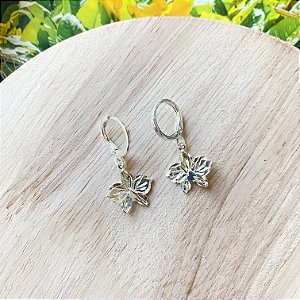 Argolinha pingente orquídea lisa