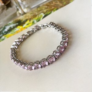 Pulseira riviera zircônia rosa bebê