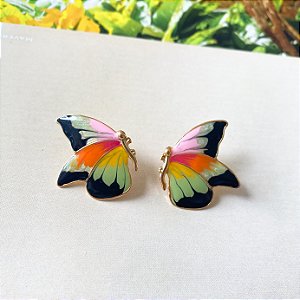 Brinco borboleta resinada colors