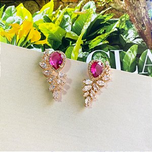 Brinco cacho zircônias e cristal