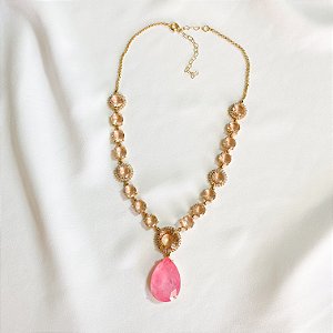 Colar cristais cravejados e gota fusion
