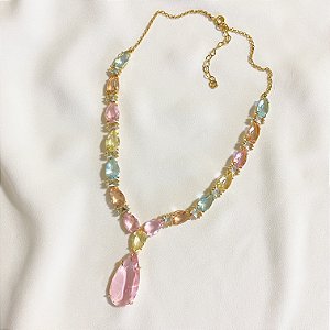 Colar cristais candy colors