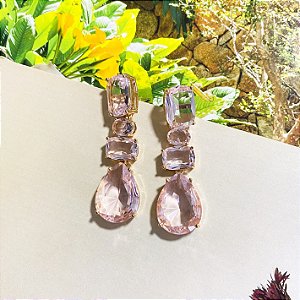 Brinco zircônias rosa bebê