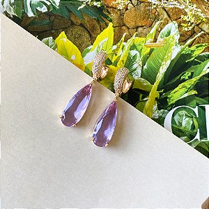 Argolinha cravejada gota lavanda