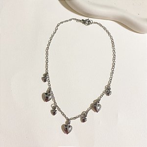Tornozeleira aço inox corações P/M