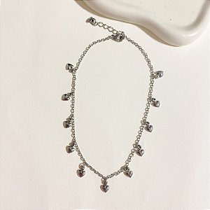 Tornozeleira aço inox corações P