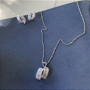 Conjunto 2 aros em zircônia baguete