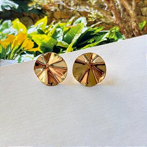 Brinco Redondo Orgânico Liso Banho Ouro