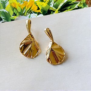 Brinco Orgânico Liso Banho Ouro Feminino