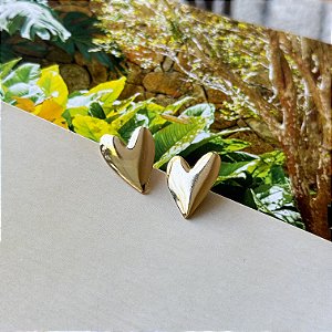 Brinco Coração Fino Banho Ouro Liso