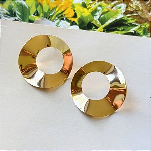 Brinco Redondo Orgânico Banho Ouro Feminino