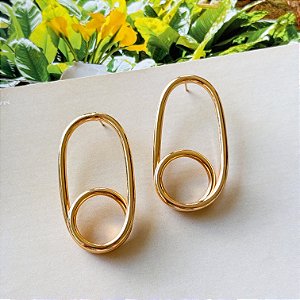 Brinco Orgânico Liso Banho Ouro