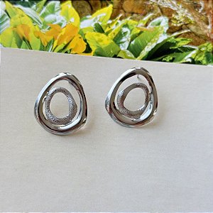 Brinco Orgânico Escovado Aço Inox Feminino