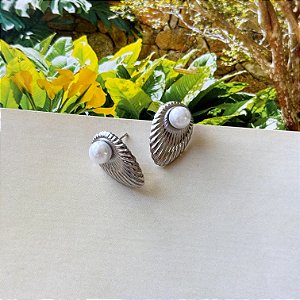 Brinco Aço Inox Detalhe Pérola