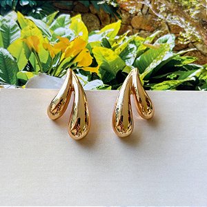 Brinco Gotas Lisas Banho Ouro e Duo Banho