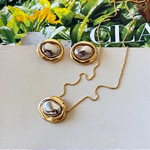 Conjunto Orgânico Banho Ouro e Ródio Branco