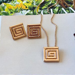 Conjunto Quadrado Espiral Feminino Moderno