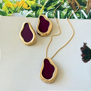 Conjunto Orgânico em Resina Fúcsia Feminino