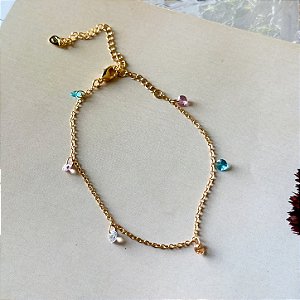 Pulseira de Zircônias Coloridas Banho Ouro